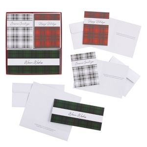2 Boxes NEW Plaid Assorted Boxed Holiday Cards 15 Count (total of 30)